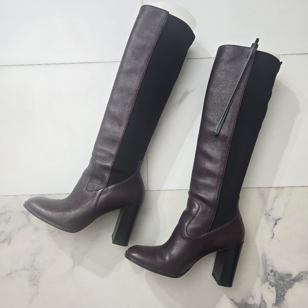 ZARA Pre-owned Stretch Tall Boots(Dark Burgundy, US 8/EUR 39)